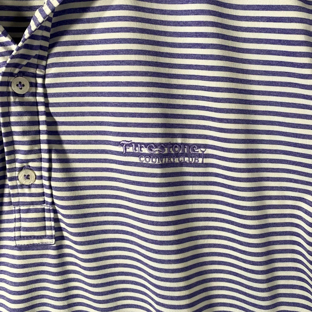 Ralph Lauren RLX Golf Polo Blue Striped Shirt Firestone Country Club Mens Large